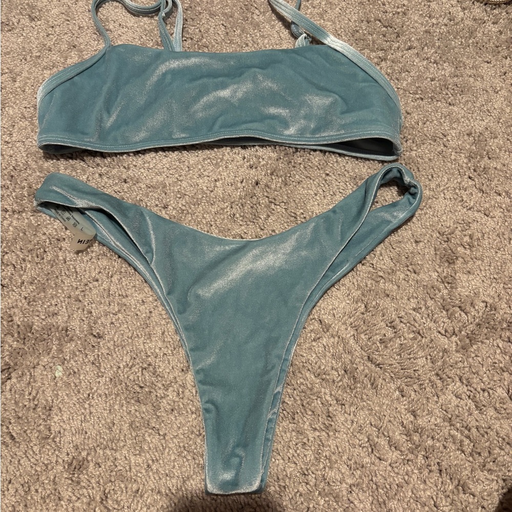 Zaful Shimmering Teal Bikini Set